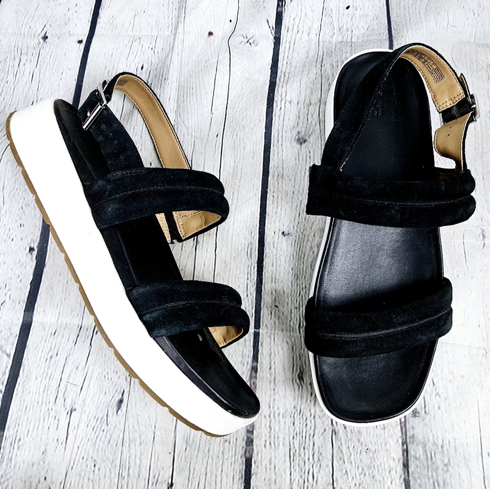UGG | Lynnden suede leather 2 strap square toe sandals